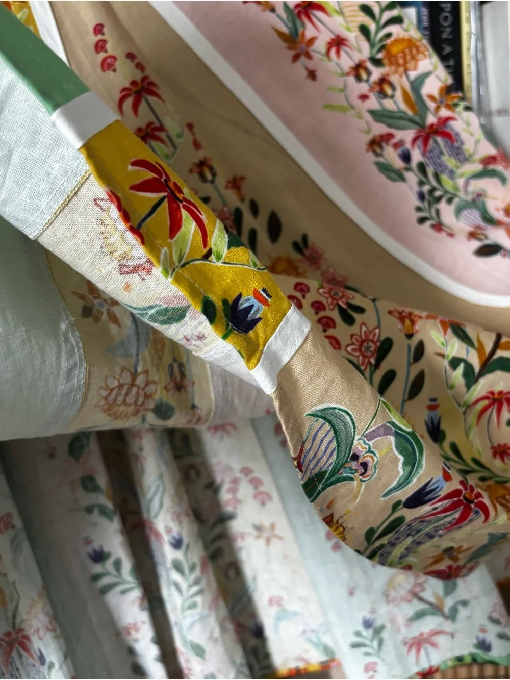 FARM Rio Yellow, Green and Cream Floral Panel Maxi Dress linen M - Picture 9 of 16